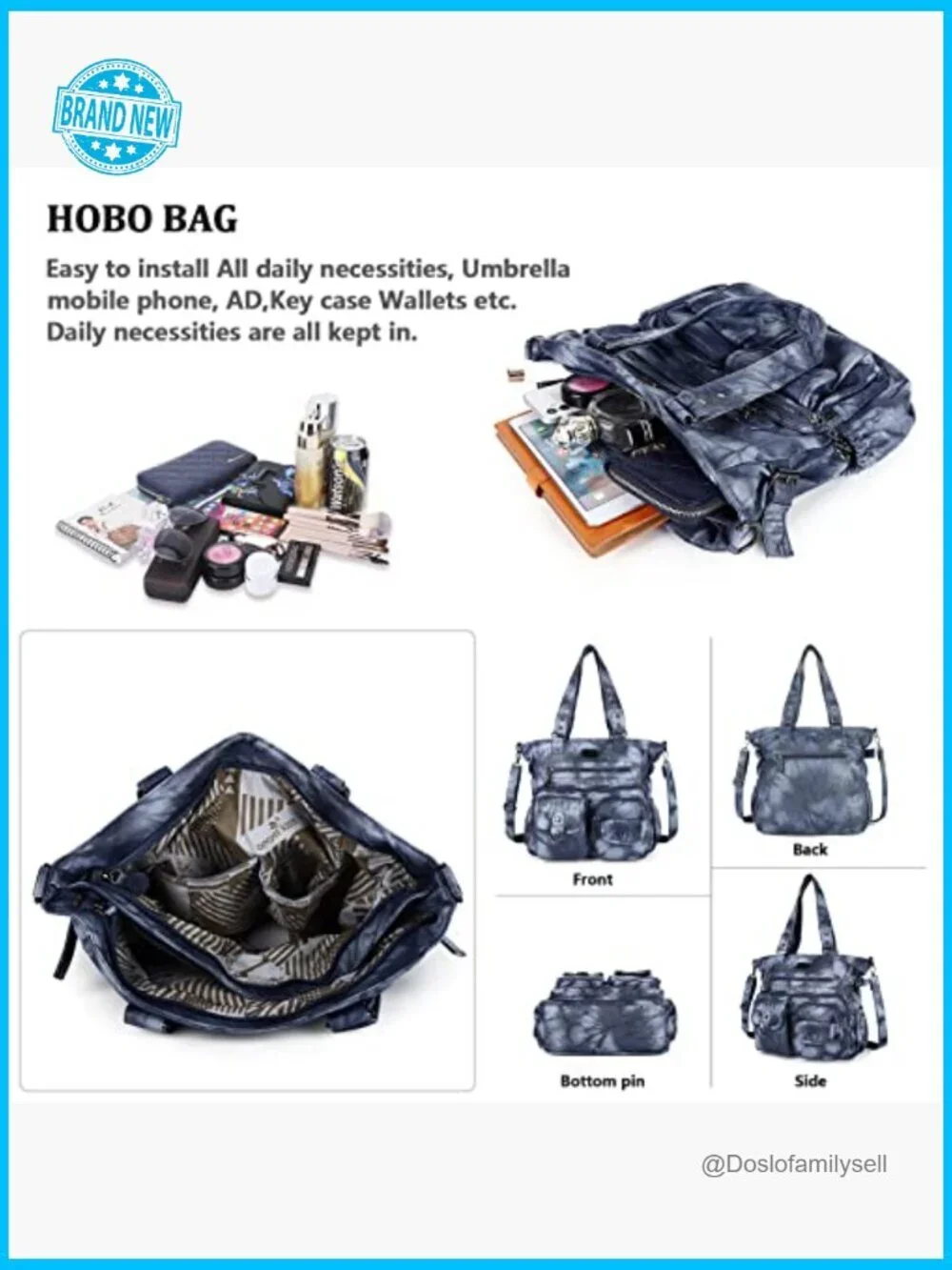 Soft Faux Leather Hobo Bag Satchel Shoulder Tote Crossbody Purse Large Capacity
